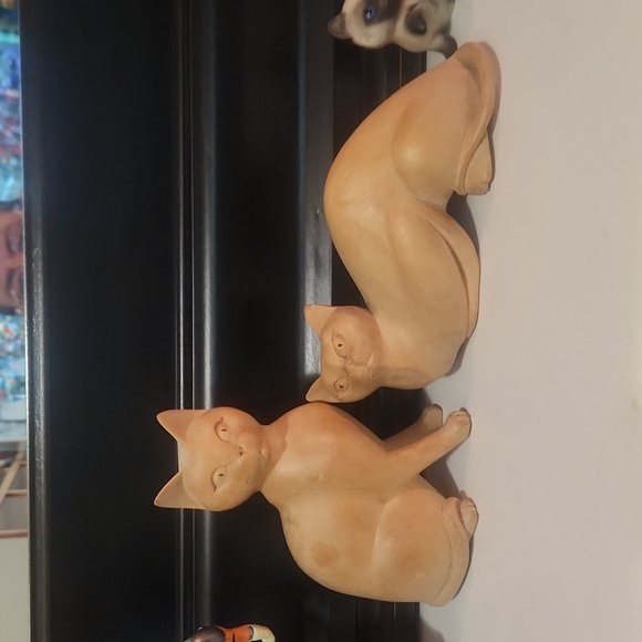 2 handcarved wood cat figures - Picture 1 of 6
